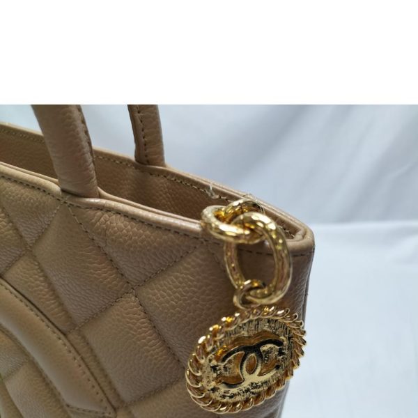 75484 10 Chanel Reproduction Tote Bag Caviar Skin Beige