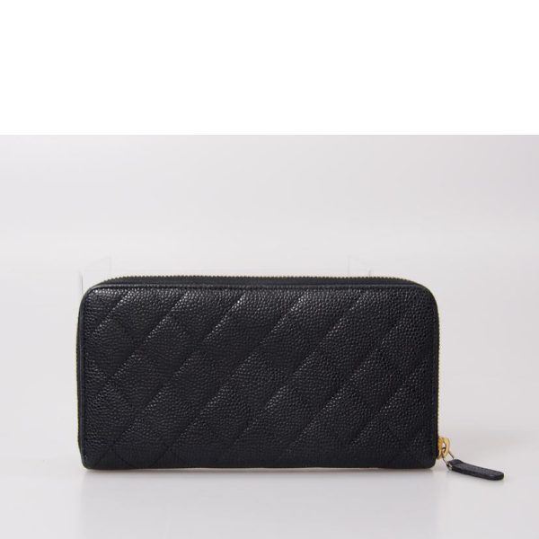 75485 2 Chanel Matelasse Caviar Zipper Wallet Black