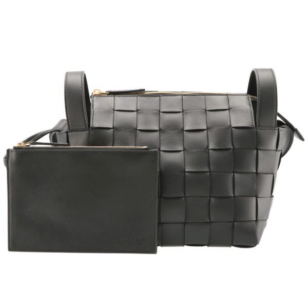 755132vmay1 1 BOTTEGA VENETA Cassette Maxi Intrecciato Bowling Bag Black