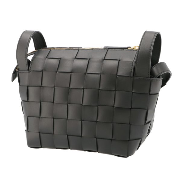 755132vmay1 2 BOTTEGA VENETA Cassette Maxi Intrecciato Bowling Bag Black