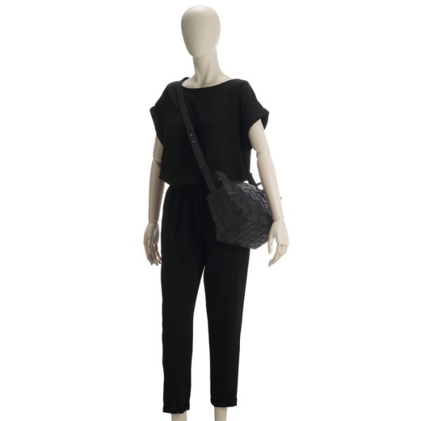 755132vmay1 7 BOTTEGA VENETA Cassette Maxi Intrecciato Bowling Bag Black