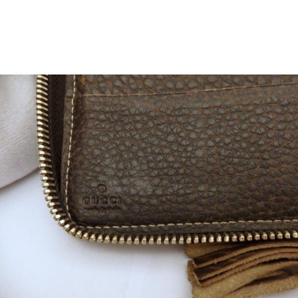 75551 6 Gucci Bamboo Tassel Leather Round Zipper Wallet Brown