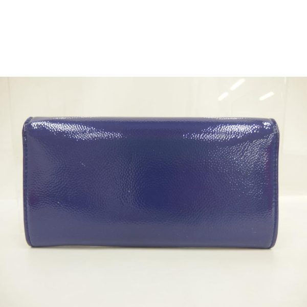 75663 2 CHANEL Enamel Flap Long Wallet Purple