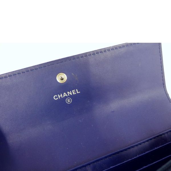 75663 6 CHANEL Enamel Flap Long Wallet Purple