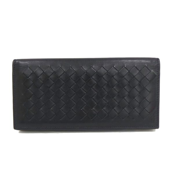 75694 1 Bottega Veneta Intrecciato Long Bill Wallet Black