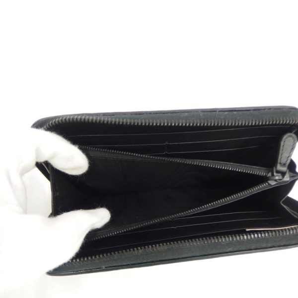 75700 4 BOTTEGA Intrecciato Round Zipper Long Wallet Black