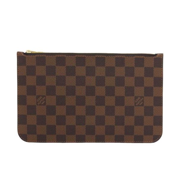 75756 1 Louis Vuitton Neverfull Pouch Damier Ebene Brown