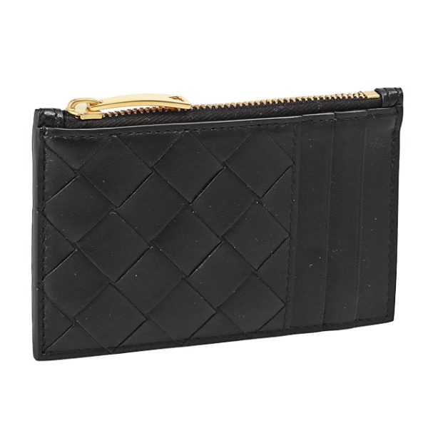 757889 vcpp3 8425 BOTTEGA VENETA Intrecciato Zipper Card Case Black