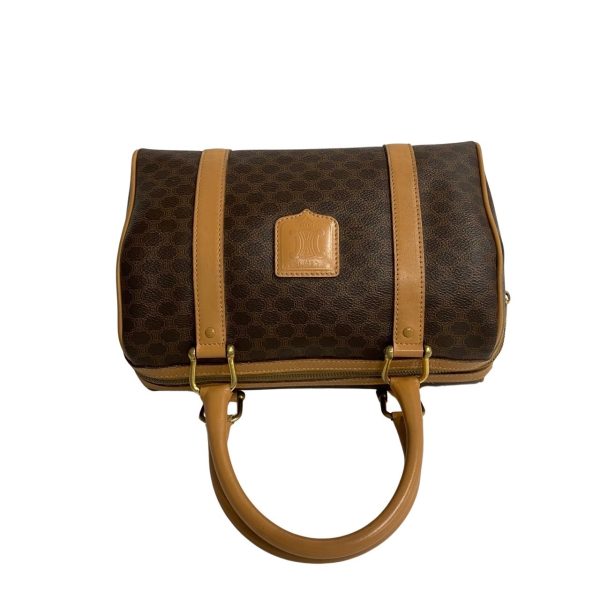 758k758 19338 5 Celine Vintage Macadam Triomphe Leather Mini Boston Bag Brown