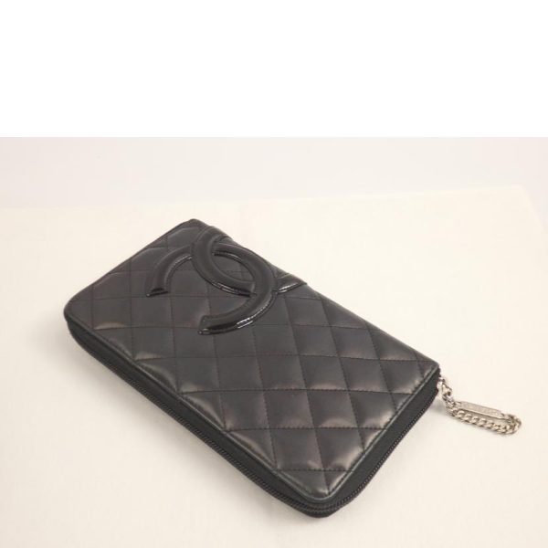 75908 3 Chanel Cambon Line Organizer Round Zip Black