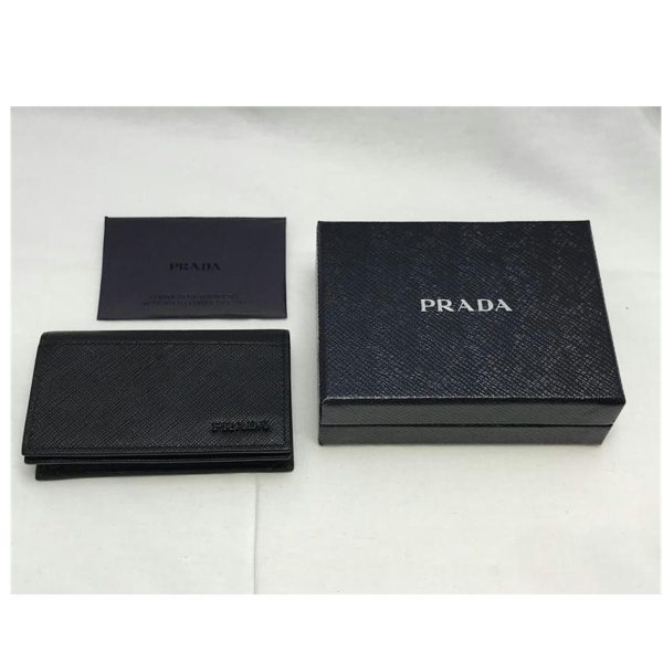 75913 5 PRADA Saffiano Card Case Black