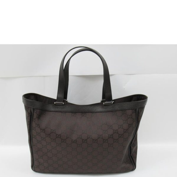 75930 2 Gucci GG Nylon Canvas Tote Bag Dark Brown