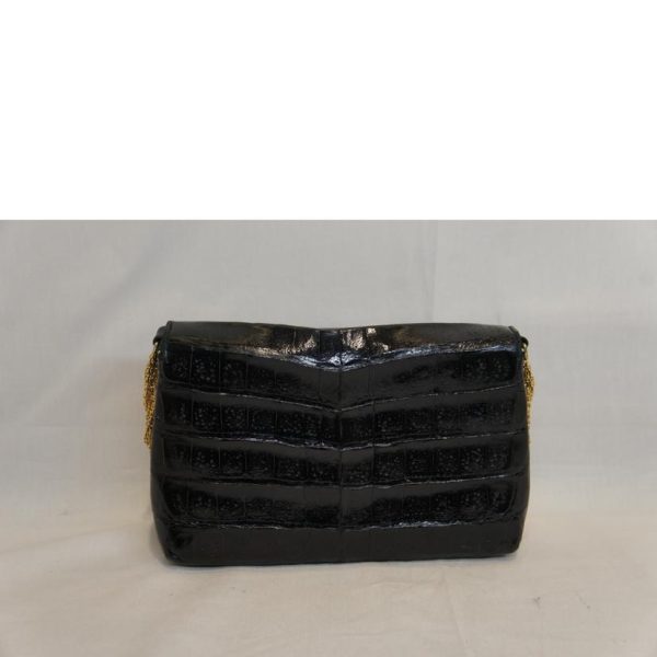 75932 2 Chanel Crocodile Chain Shoulder Bag Black