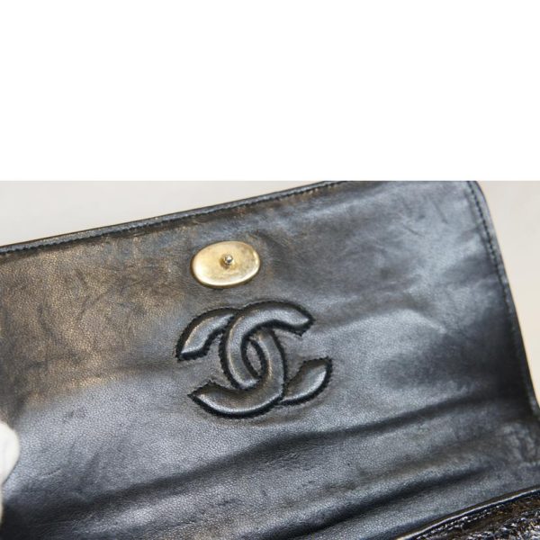 75932 8 Chanel Crocodile Chain Shoulder Bag Black