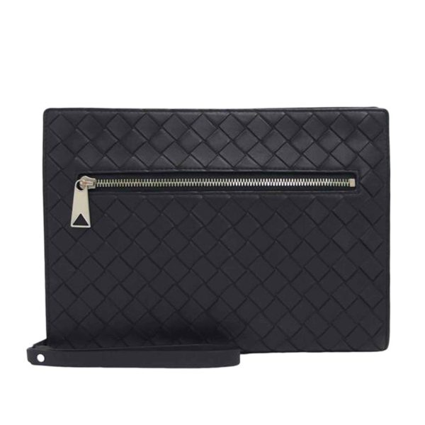 75961 1 BOTTEGA VENETA Intrecciato Leather Clutch Bag Black