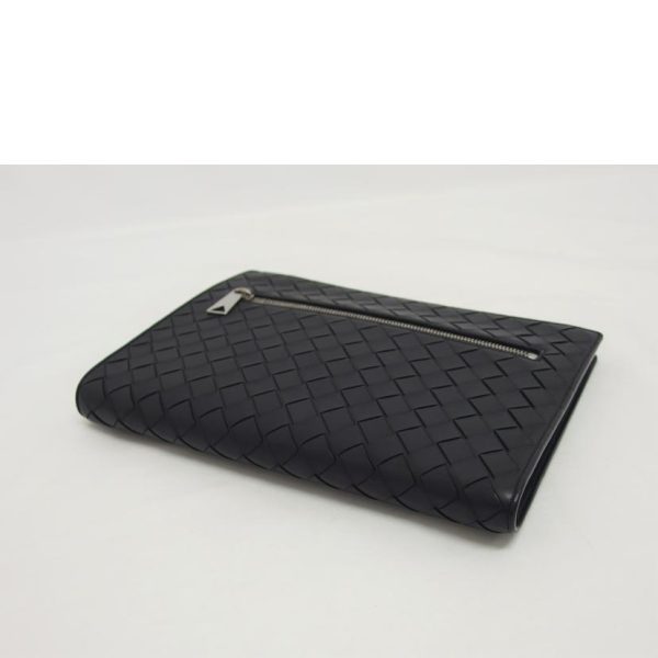 75961 3 BOTTEGA VENETA Intrecciato Leather Clutch Bag Black