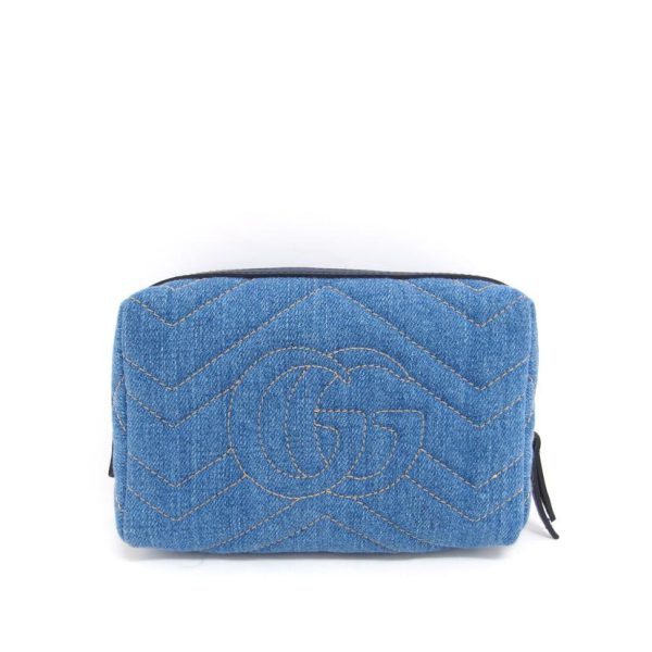 75992 2 Gucci Gg Marmont Denim Quilted Cosmetic Pouch