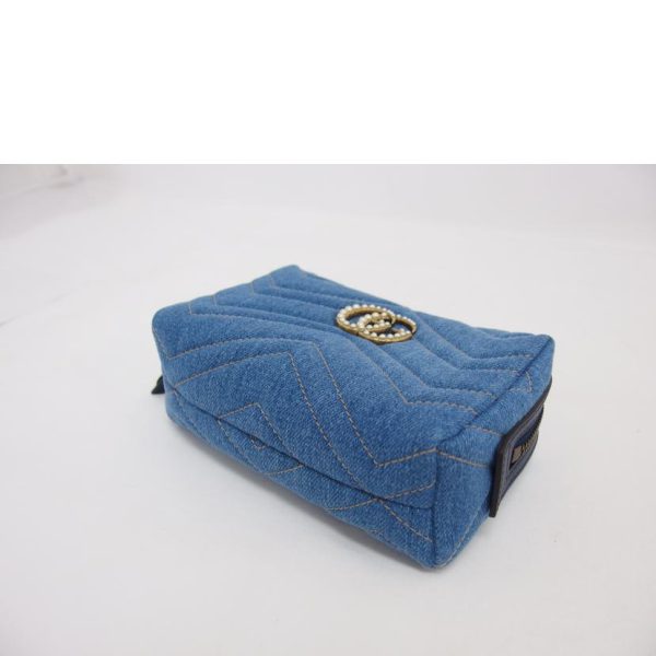 75992 3 Gucci Gg Marmont Denim Quilted Cosmetic Pouch