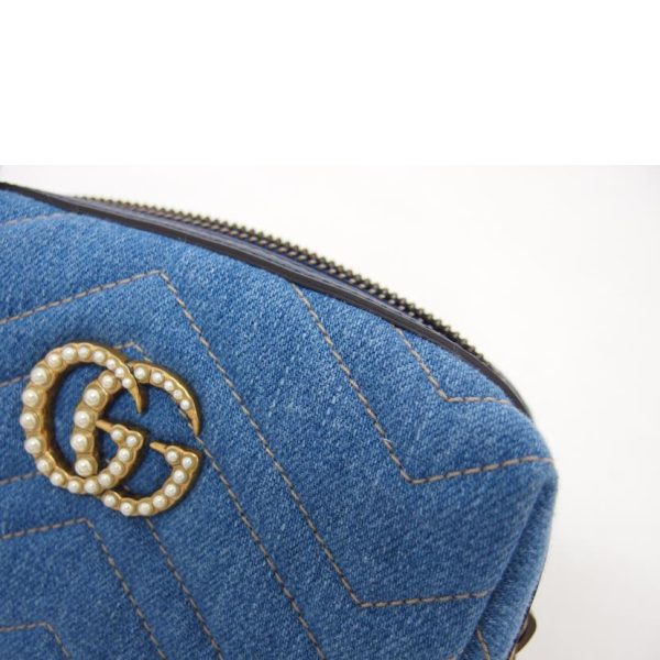 75992 8 Gucci Gg Marmont Denim Quilted Cosmetic Pouch