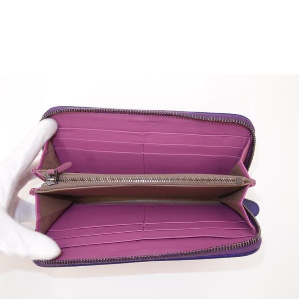 76005 4 Bottega Veneta Intrecciato Bicolor Round Zipper Long Wallet Purple