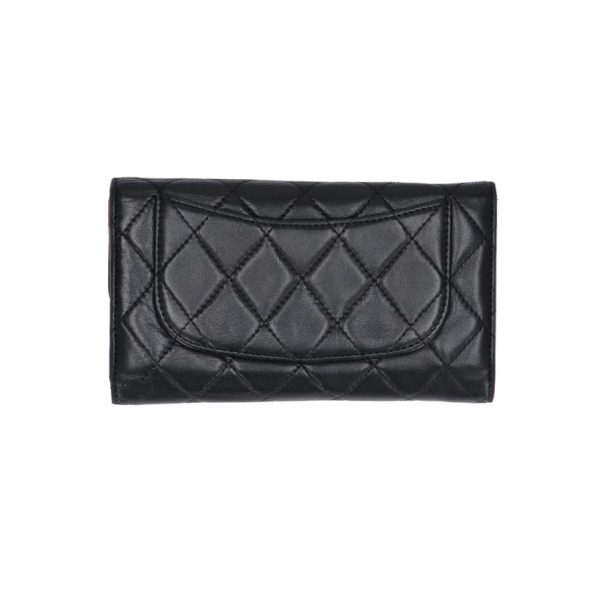 76081 2 Chanel Lambskin Matelassé Round Zipper Long Wallet