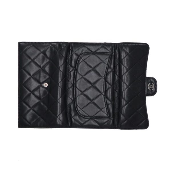 76081 6 Chanel Lambskin Matelassé Round Zipper Long Wallet