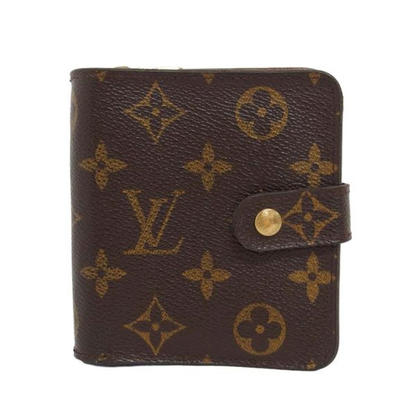 76142 1 Louis Vuitton Compact Zip Monogram Wallet Brown