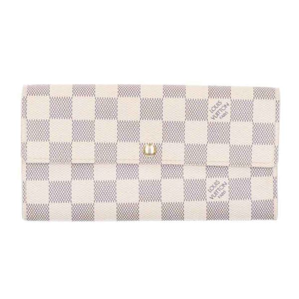 76255 1 Louis Vuitton Portefeuil Sala Damier Azur Wallet Brown