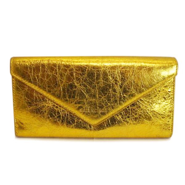 76267 1 Balenciaga Paper Long Wallet Gold