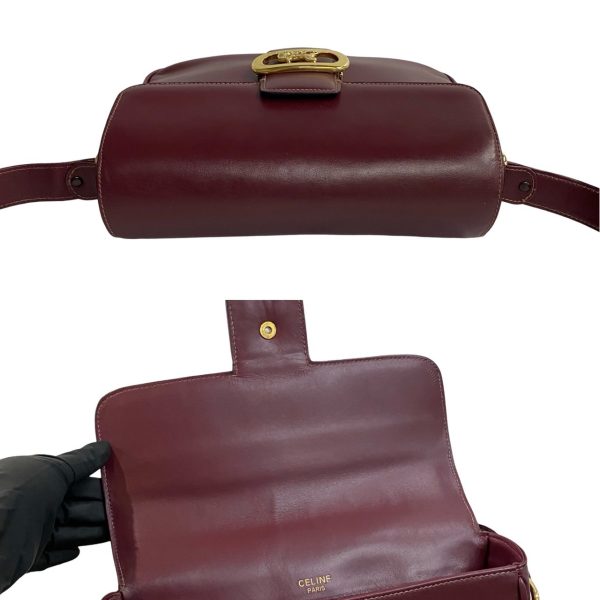 762k762 15875 8 Celine Horse Carriage Fittings Calf Leather Crossbody Bag Bordeaux