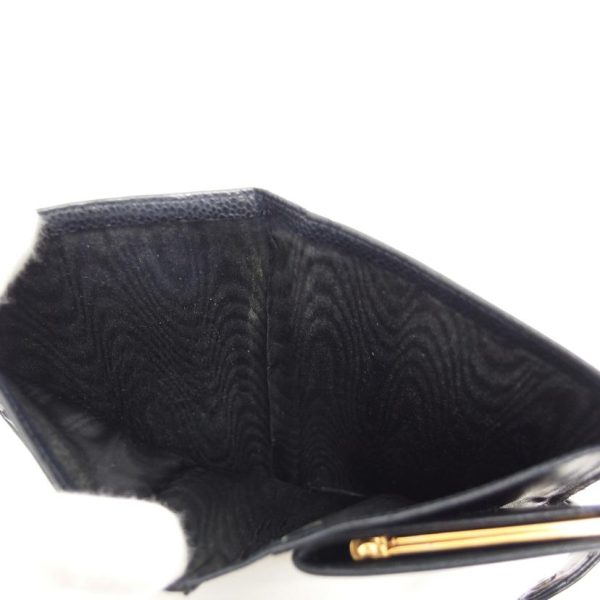 76322 5 Chanel Cocomark Caviar Bi Fold Wallet Bag Black