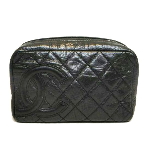 76335 1 Chanel Cambon Zipper Pouch Black