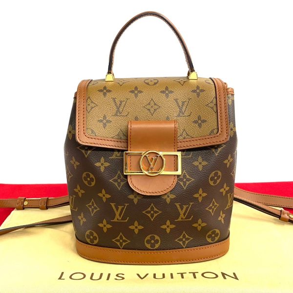 763k763 23006 1 Louis Vuitton Dauphine Monogram Leather Rucksack Backpack Brown