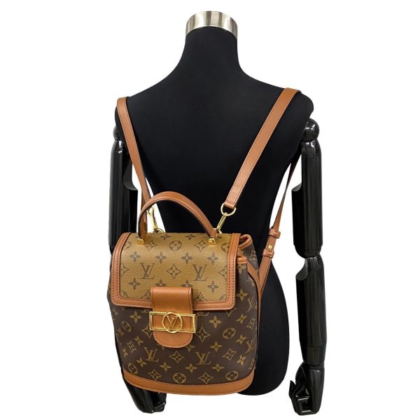 763k763 23006 2 Louis Vuitton Dauphine Monogram Leather Rucksack Backpack Brown