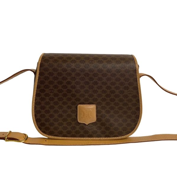 763k763 27355 3 Celine Vintage Macadam Triomphe Leather Shoulder Bag Brown