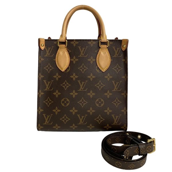 763k763 27705 4 Louis Vuitton Sac Pla BB Monogram Leather 2way Bag Brown