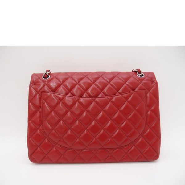 76425 2 Chanel W Flap Big Matelassé Chain Shoulder Bag Caviar Skin Red