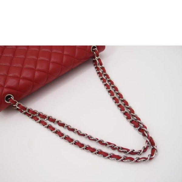 76425 4 Chanel W Flap Big Matelassé Chain Shoulder Bag Caviar Skin Red