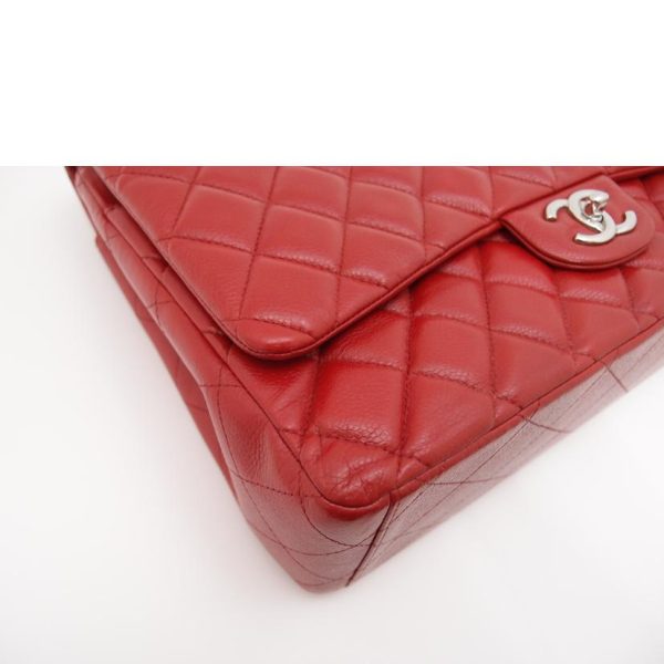 76425 7 Chanel W Flap Big Matelassé Chain Shoulder Bag Caviar Skin Red