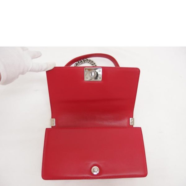 76432 5 Chanel Boy Chanel Punching Leather Chain Shoulder Bag Red