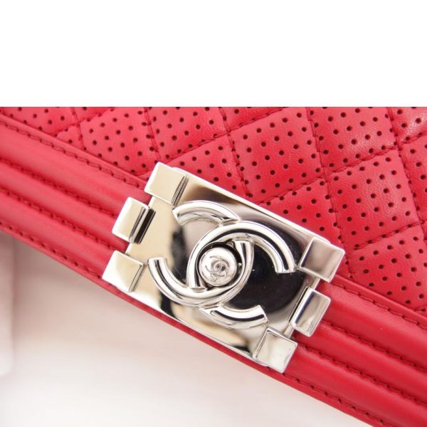 76432 7 Chanel Boy Chanel Punching Leather Chain Shoulder Bag Red