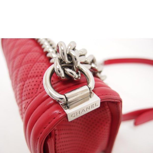 76432 8 Chanel Boy Chanel Punching Leather Chain Shoulder Bag Red