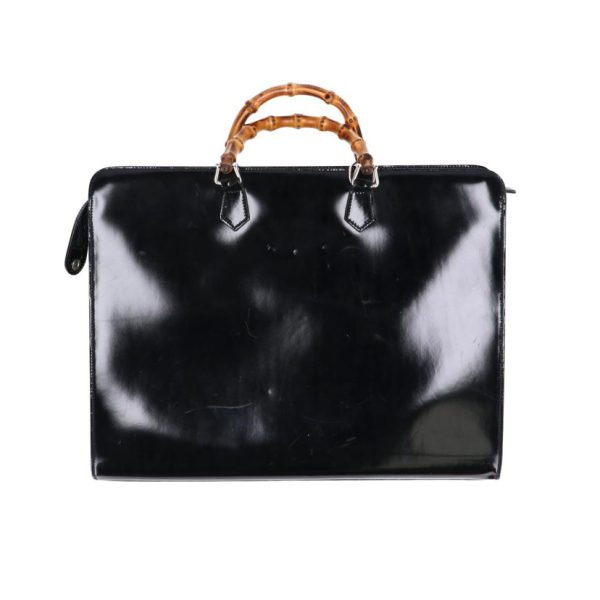 76470 2 Gucci Leather Briefcase Black