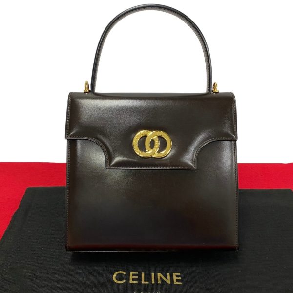 765l765 33566 1 Celine Circle Logo Star Metal Calf Leather Mini Tote Bag Brown