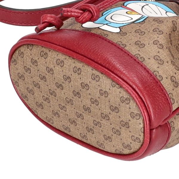 76767 3 Gucci Doraemon Mini Bucket Bag Red Brown