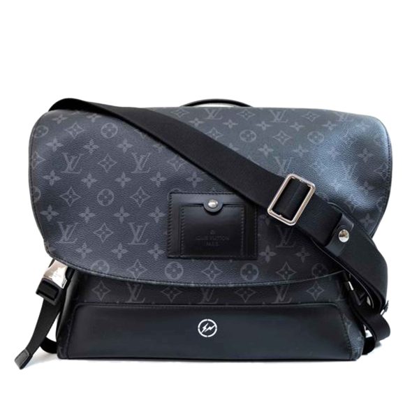 76774 1 Louis Vuitton Messenger Voyage MM Monogram Eclipse Bag Brown