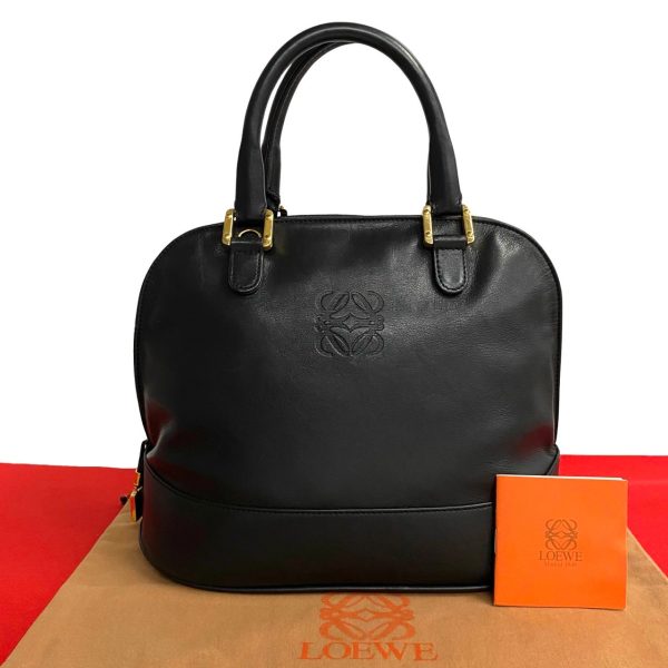 767l767 16890 1 Loewe Vintage Anagram Logo Leather Tote Bag Black