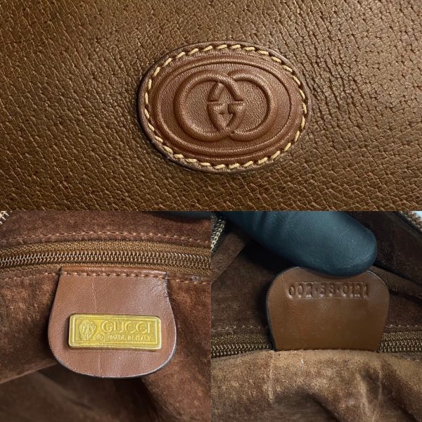 767l767 17794 4 Gucci Vintage Vintage GG Logo Leather Mini Boston Bag Brown