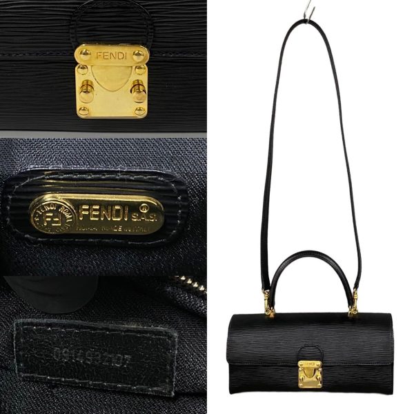 767l767 27009 5 Fendi Logo Epi Leather 2way Handbag Black