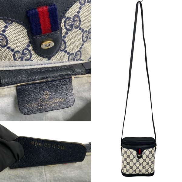 769l768 25803 4 Gucci Vintage Vintage Sherry Line Leather Mini Shoulder Bag Navy